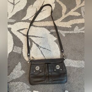Marc Jacobs Grey Gunmetal Leather Crossbody Bag Turnkey Pockets